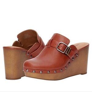 LUCKY BRAND Zilkio Studded Leather Mule Wedge log | Rancho Red Brown